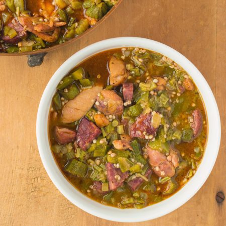 Put some south in your mouth with this healthy, well spiced chicken gumbo with okra.