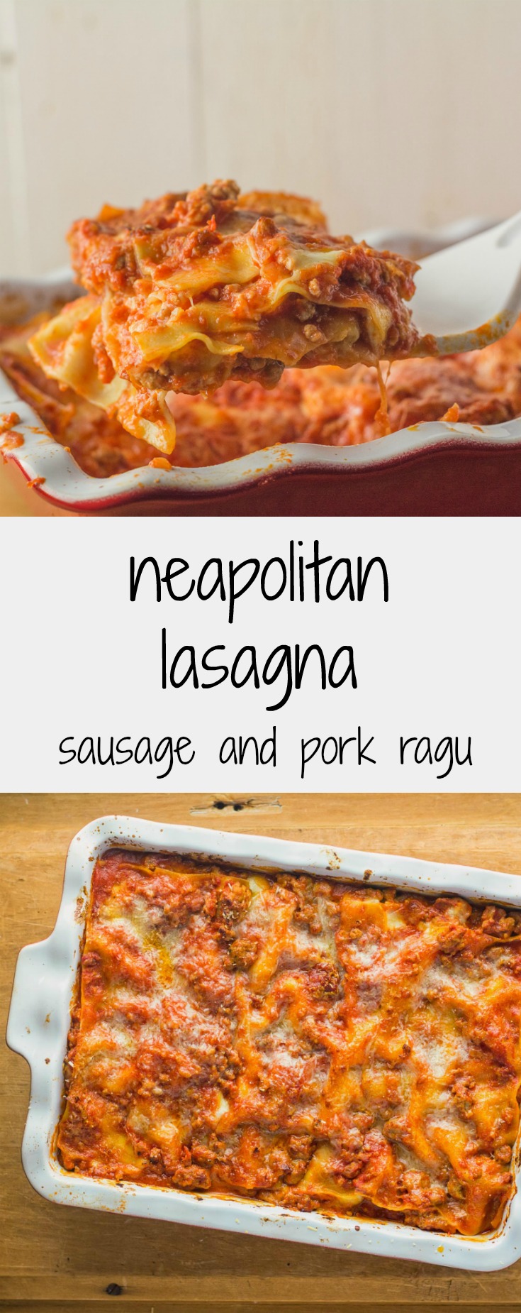 Neapolitan lasagna is a great alternative to your regular lasagna. Pork and Italian sausage meld beautifully with tomato and fresh mozzarella.