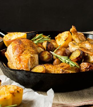 Lemon rosemary chicken. Easy enough for a weeknight dinner but good enough for friends.