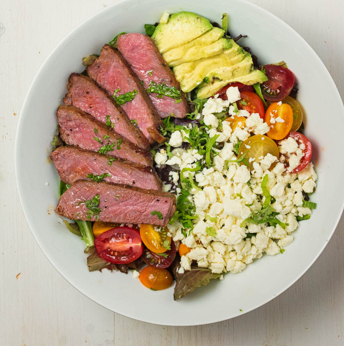 Sous-vide your steaks then sear for perfect steak salad/