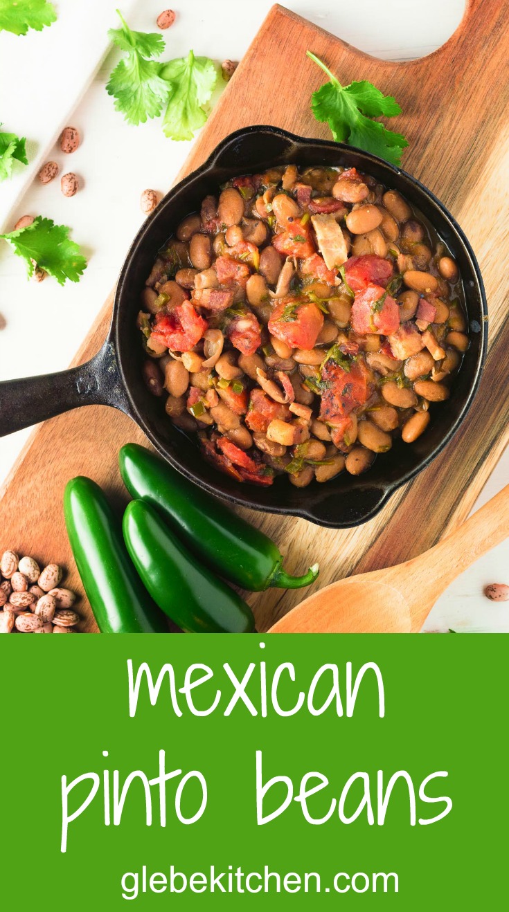 These Mexican pinto beans are better than you will get in restaurants. Rich, savoury and oh so satisfying, they go with anything and everything.