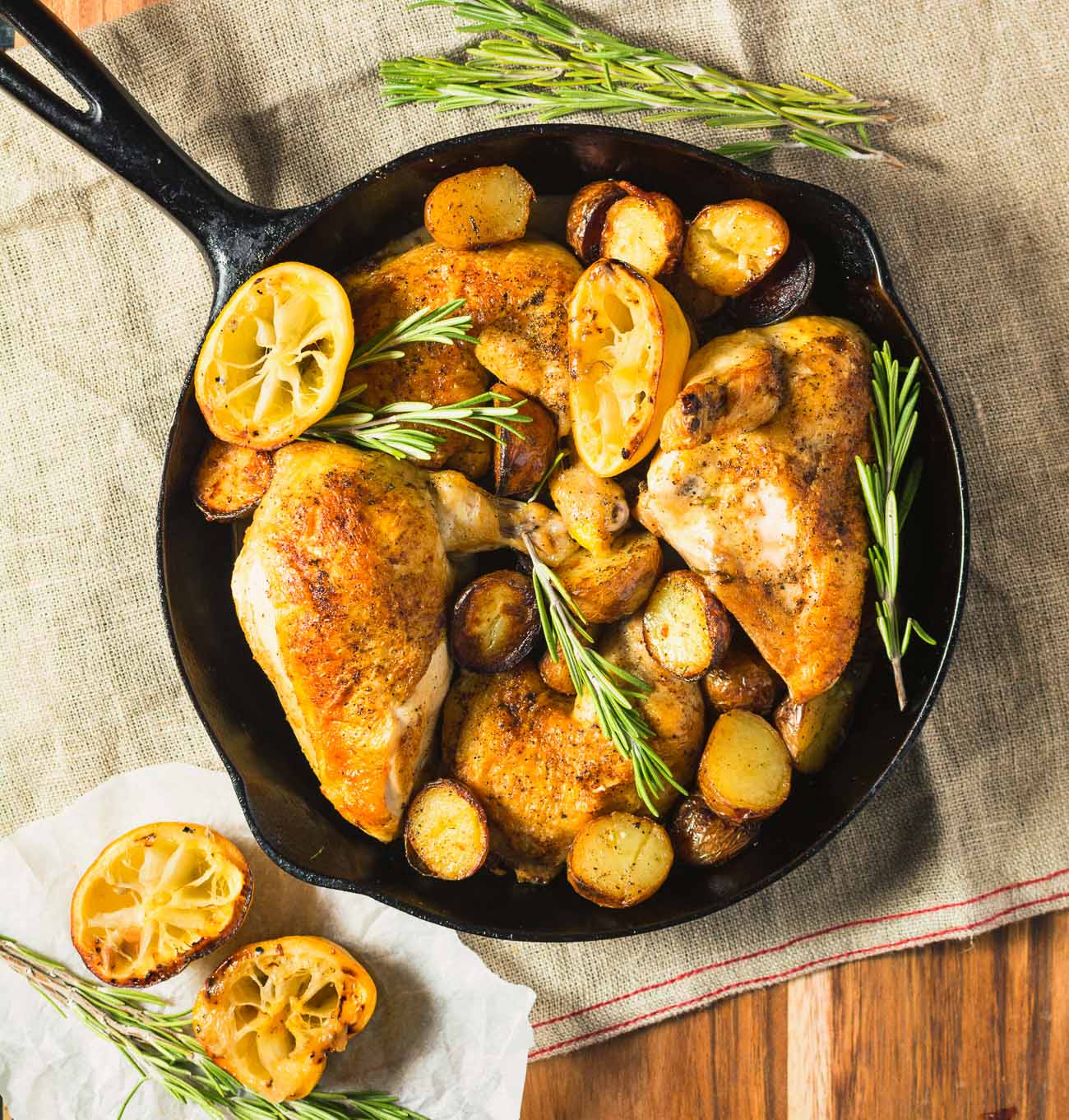 Lemon rosemary chicken. Easy enough for a weeknight dinner but good enough for friends.