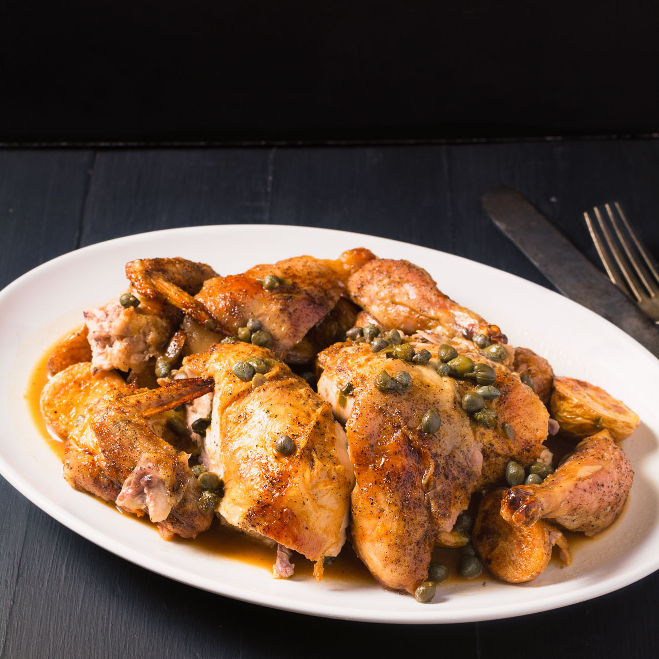 Lemon, capers and cornish hen come together in a great twist on traditional piccata.