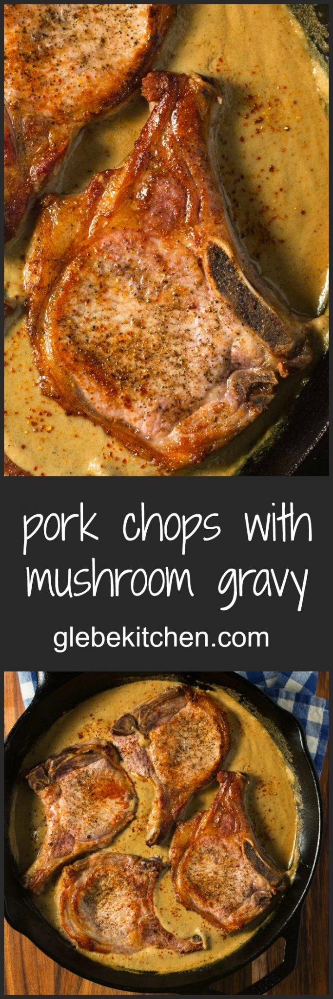 Pork chops with mushroom cream sauce. An upscale version of the Campbell's classic.