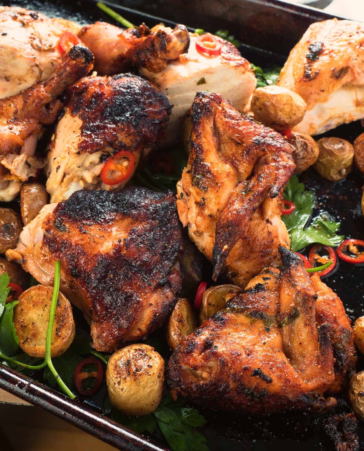 Spicy, lemony, and smoky flavours come together in Portuguese grilled chicken.