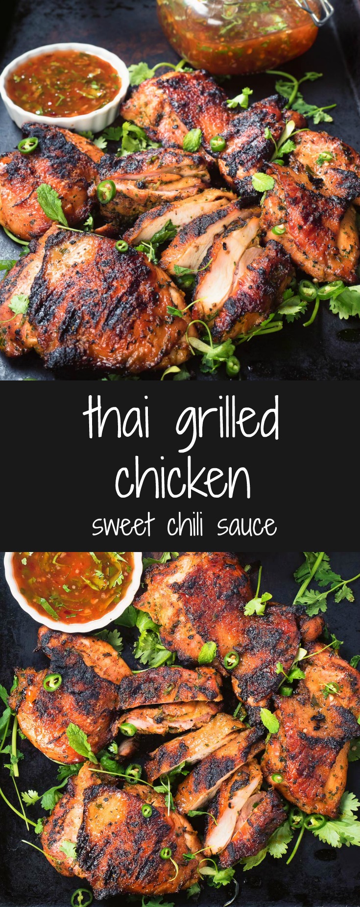 Thai grilled chicken with sweet chili sauce is a delicious way to mix up your summer grilling.