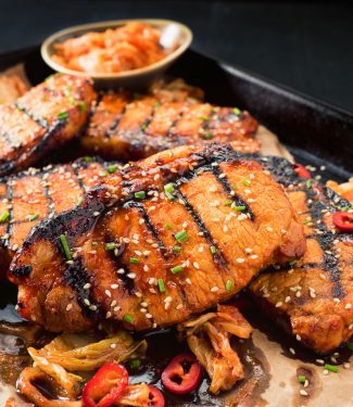 Gochujang is the secret ingredient in these Korean style pork chops.