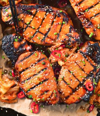 Gochujang is the secret ingredient in these Korean style pork chops.