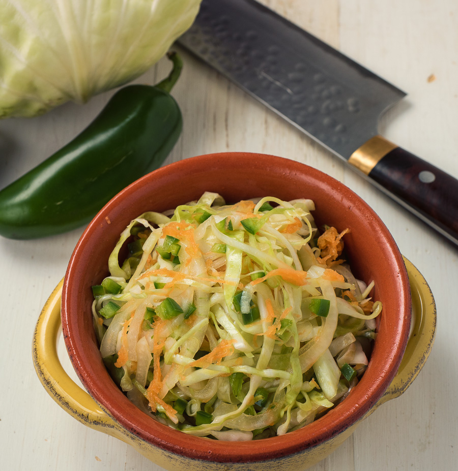 This super easy quick Mexican slaw goes with any type of taco or grilled meat.