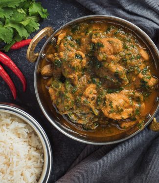 chicken saag curry from above