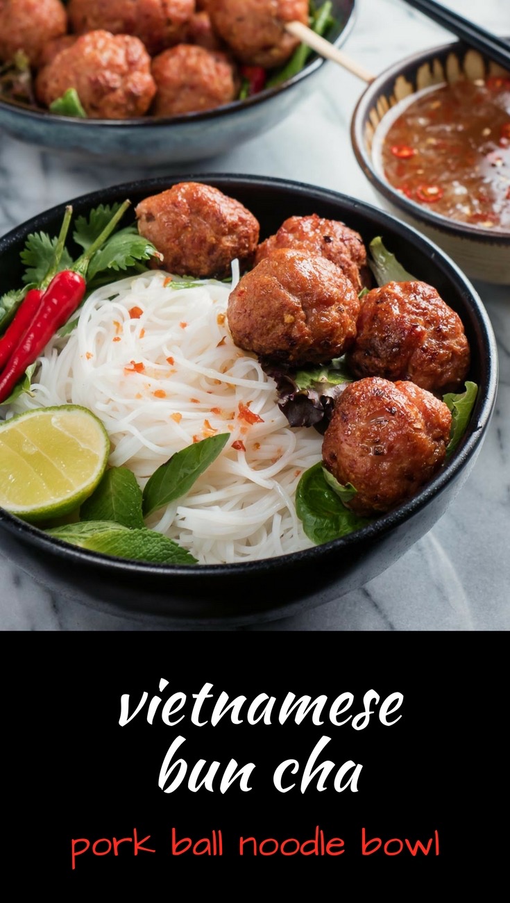 Vietnamese bun cha is a refreshing, healthy grilled pork noodle salad in a bowl. 