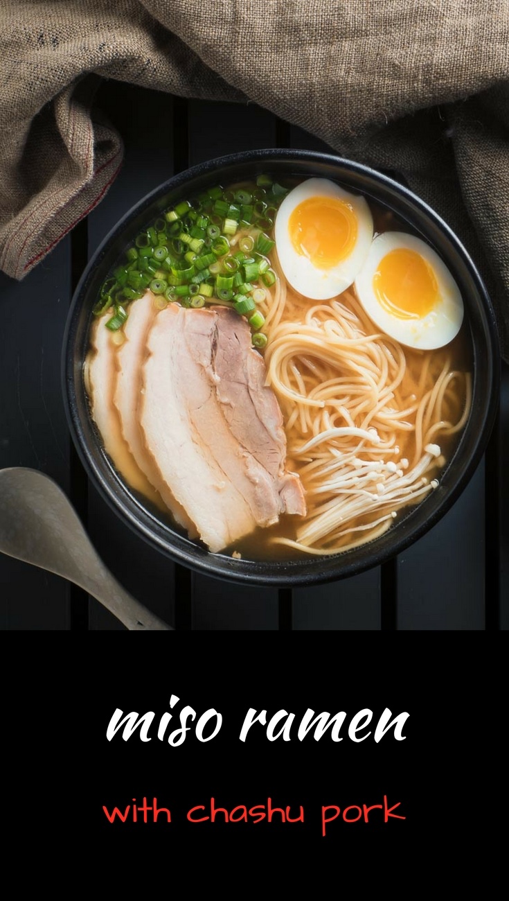 Japanese miso ramen with chashu pork. Easy but so close to tonkotsu ramen style.