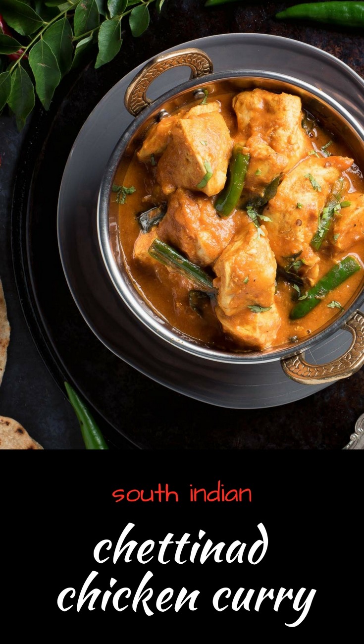 Restaurant style South Indian chettinad chicken curry is loaded with big coconut curry flavour.