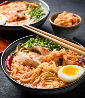 Korean ramen with chopsticks.