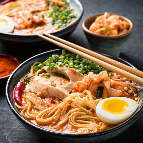 Korean ramen with chopsticks.