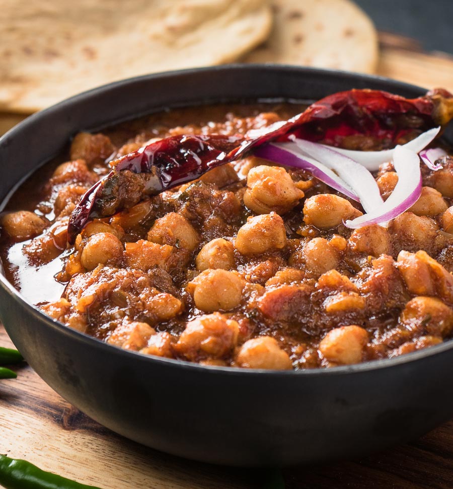 Close up of Punjabi chole masala