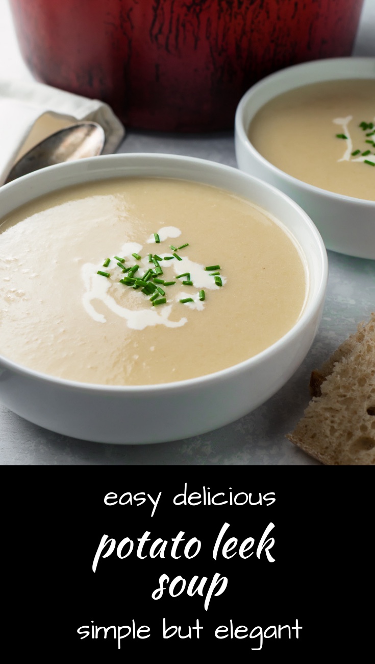 Make easy delicious potato leek soup for your next dinner party. Or serve it cold as vichysoisse.