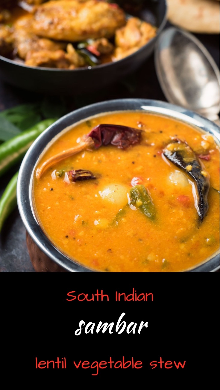 South Indian sambar is a lentil curried stew with the added bonus of vegetables.