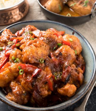 Gobi manchurian in a bowl.