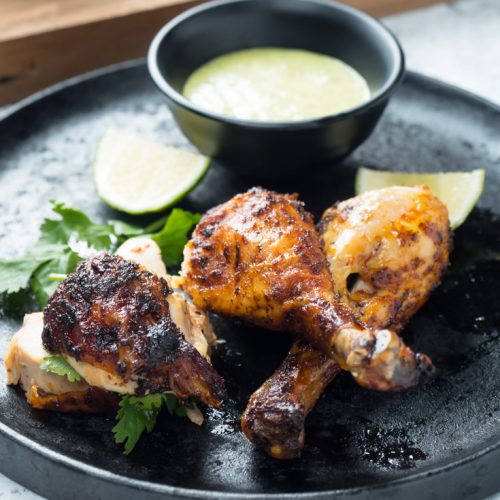 Peruvian chicken with aji amarillo dipping sauce