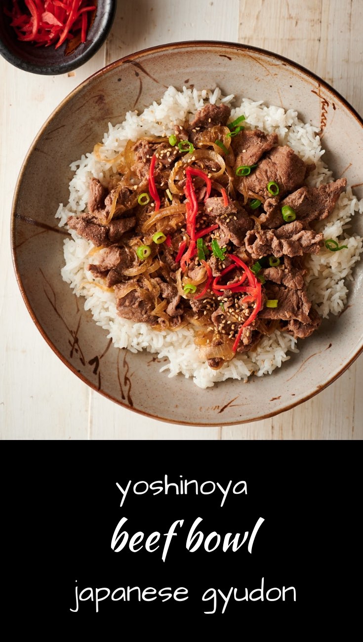 Japanese gyudon - the famous Yoshinoya beef bowl. 