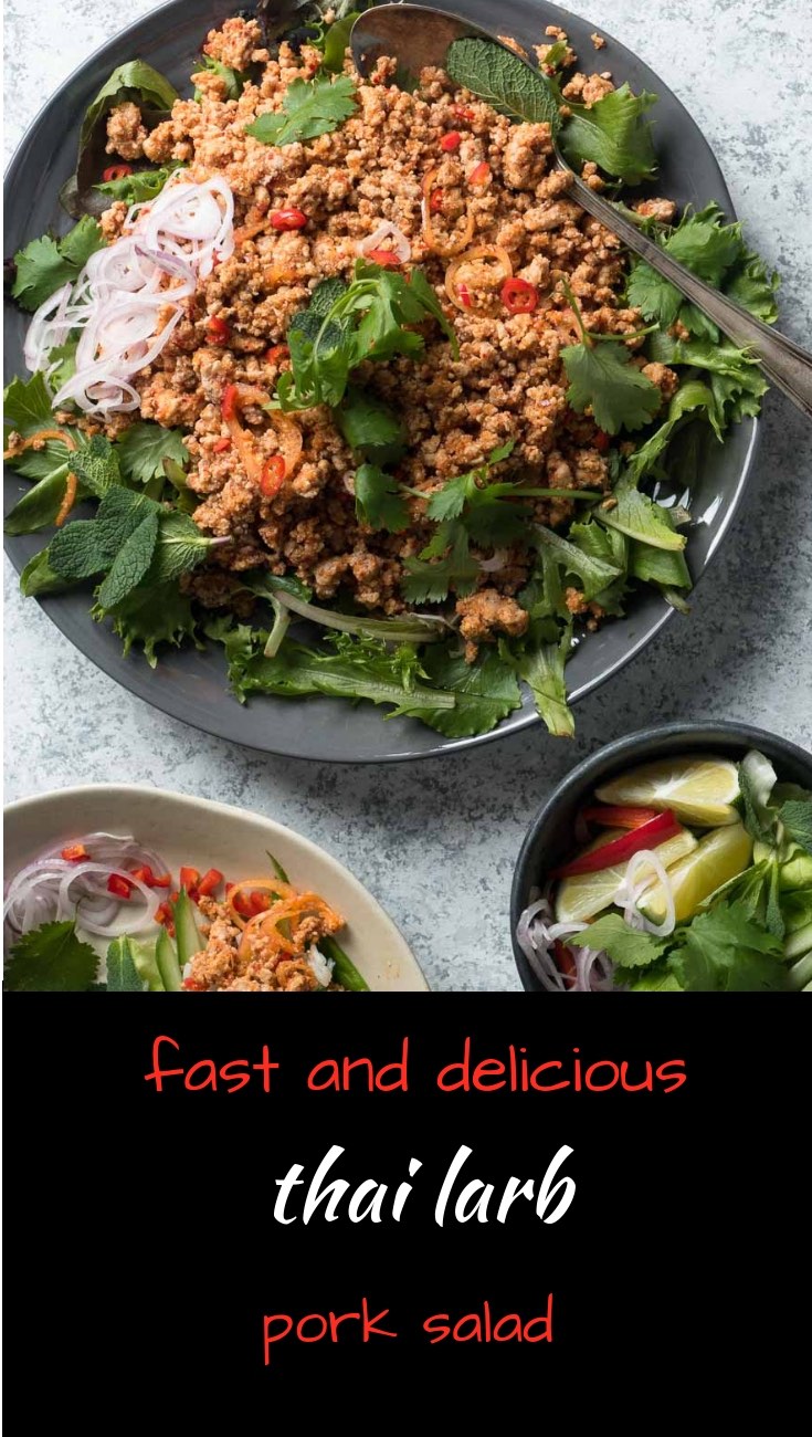 Thai larb pork salad is a delicious south East Asian dish loaded with big lime, chili and herb flavours.