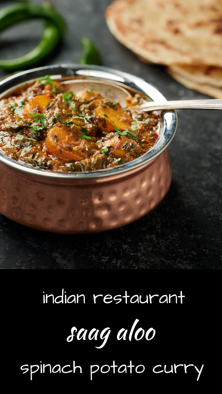 Saag aloo is a delicious vegetarian  spinach and potato curry.