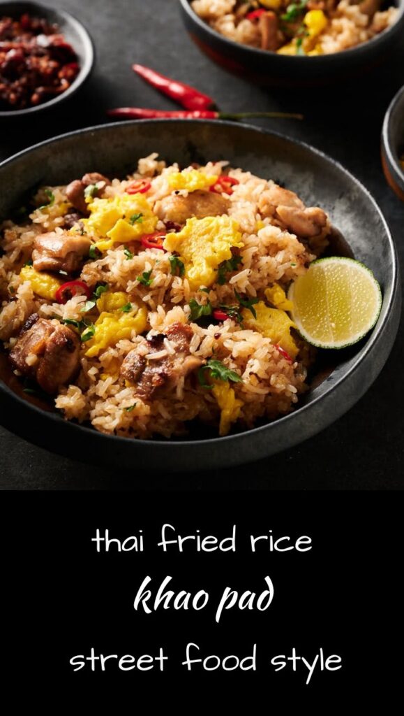 Khao pad or thai fried rice street food style.