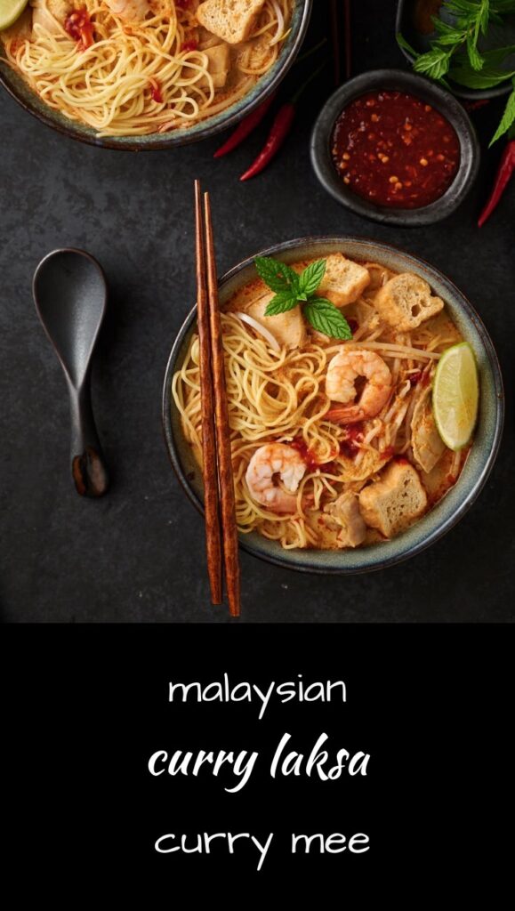 Malaysian curry mea or curry laksa is a delicious coconut curry noodle soup.